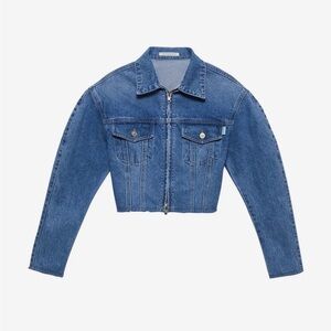 NWT InstantFunk Puff sleeve cropped denim jacket